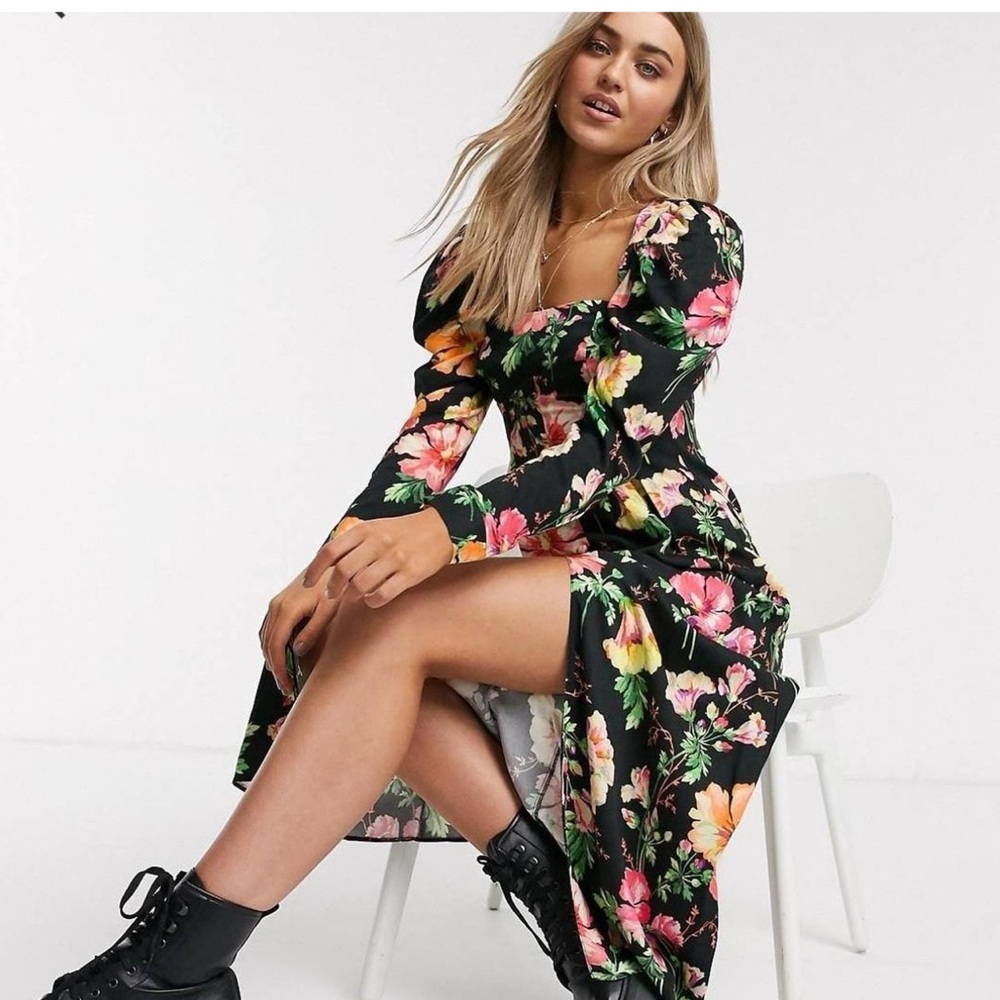 ASOS NWOT Reclaimed Vintage Black Floral Maxi Dress